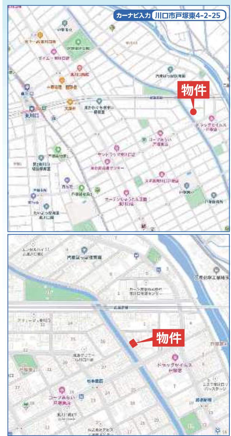地図、飯田産業 川口市戸塚東4丁目 新築戸建 仲介手数料無料