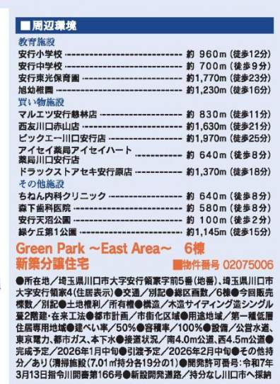 概要、東栄住宅 川口市大字安行領家 新築戸建 仲介手数料無料
