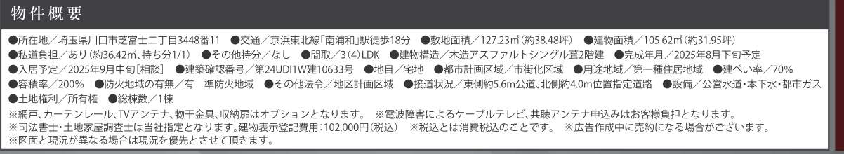 概要、ケイアイスター不動産 川口市芝富士2丁目 新築戸建 仲介手数料無料