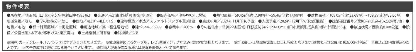 概要、ケイアイスター不動産　川口市大字芝 新築戸建 仲介手数料無料