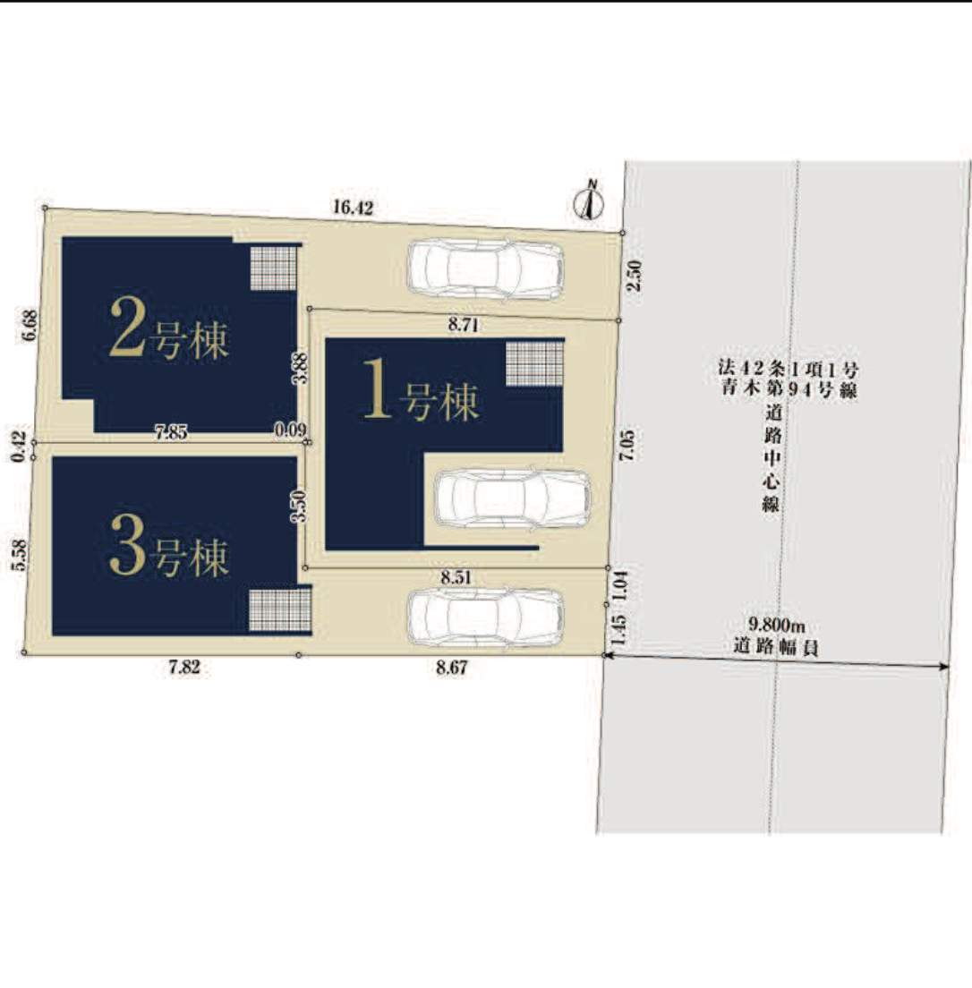 配置図、ホーク・ワン 川口市中青木3丁目 新築戸建 仲介手数料無料