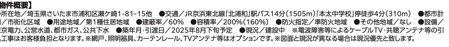 概要、飯田産業 さいたま市浦和区瀬ヶ崎1丁目 新築戸建 仲介手数料無料