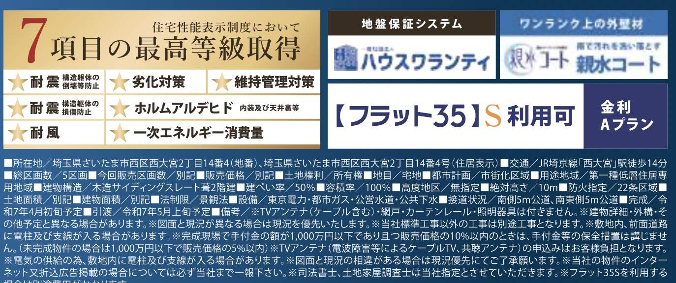 概要、ティーアラウンド　ティアラさいたま市西区西大宮２丁目 新築戸建 仲介手数料無料