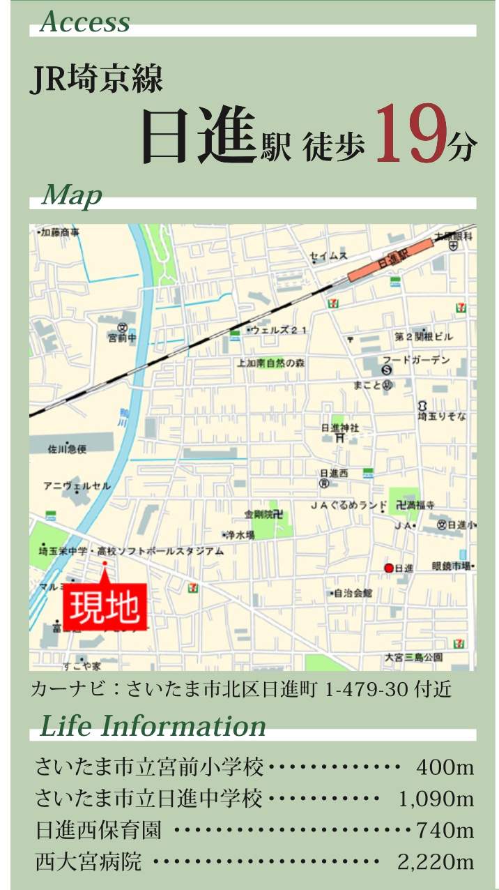 地図、永大　さいたま市北区日進町１丁目 新築戸建 仲介手数料無料