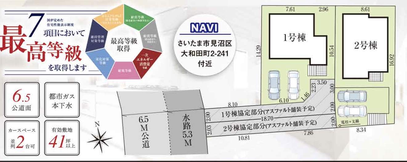 配置図、タクトホーム　さいたま市見沼区大和田町２丁目 新築戸建 仲介手数料無料