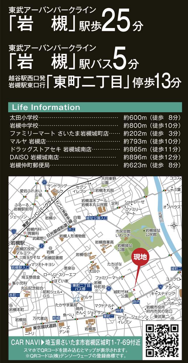 地図、アイディホーム さいたま市岩槻区城町1丁目 新築戸建 仲介手数料無料