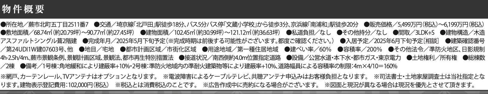 概要、ケイアイスター不動産 蕨市北町5丁目 新築戸建 仲介手数料無料