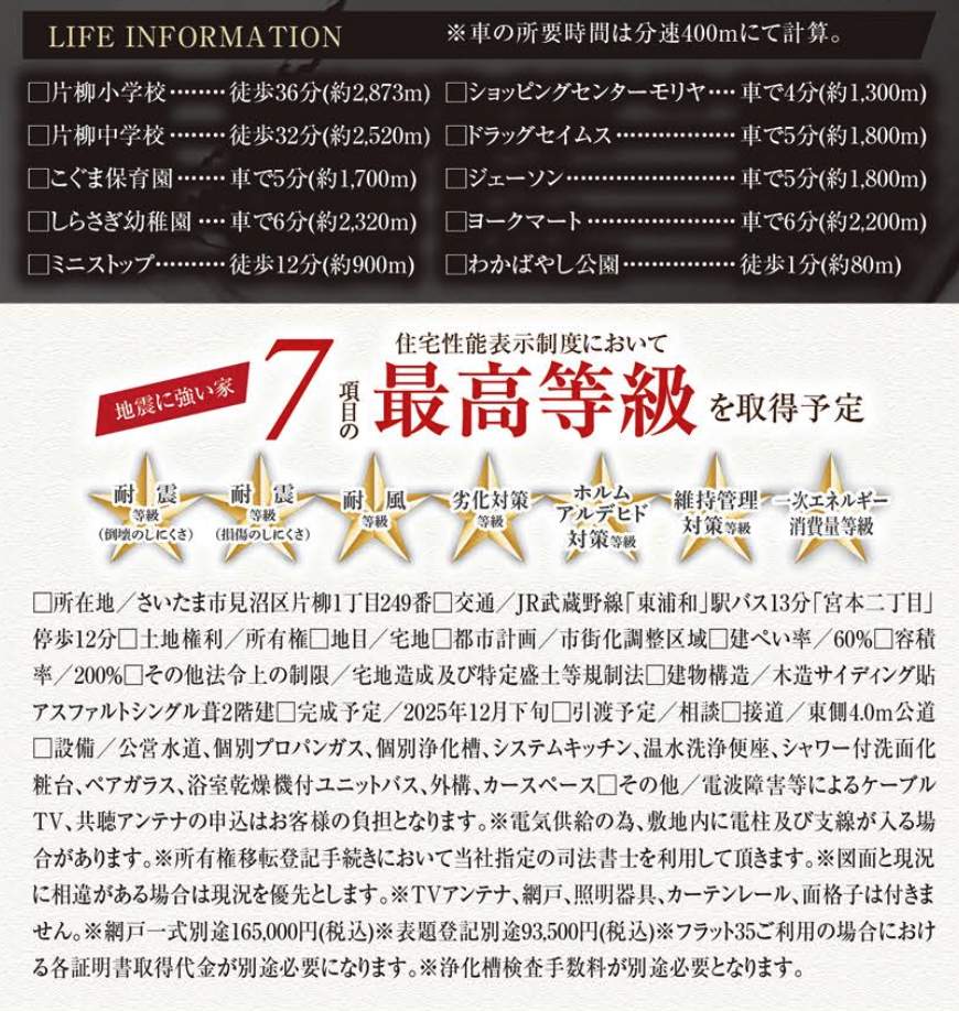 概要、タクトホーム さいたま市見沼区片柳1丁目 新築戸建 仲介手数料無料