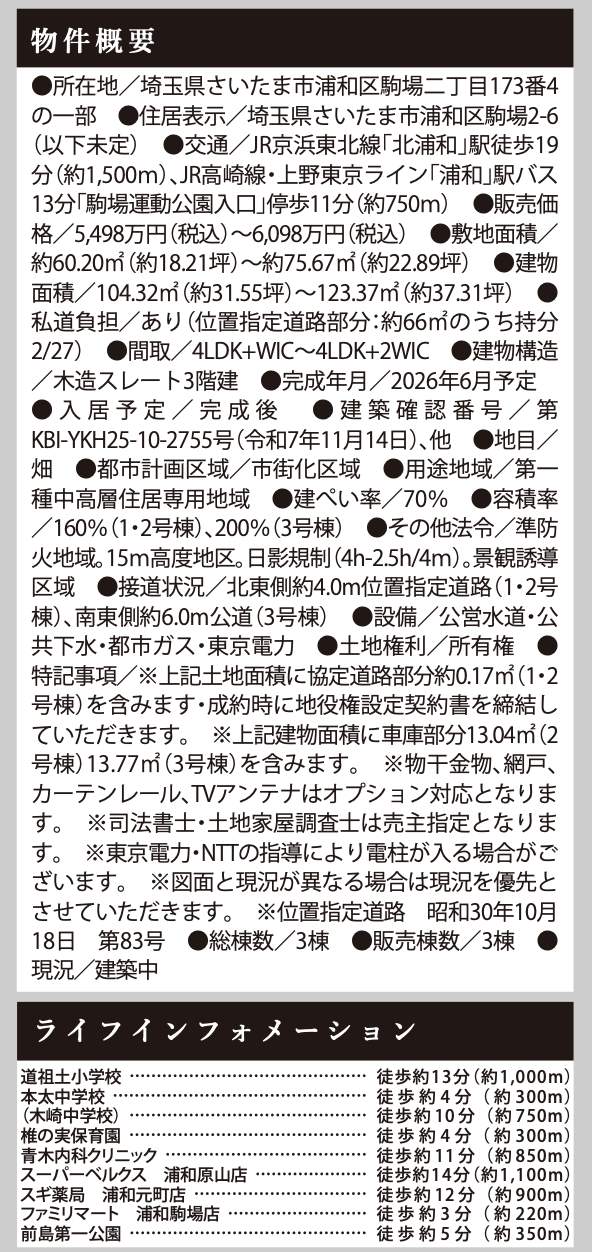 概要、ケイアイスター不動産 さいたま市浦和区駒場2丁目 新築戸建 仲介手数料無料
