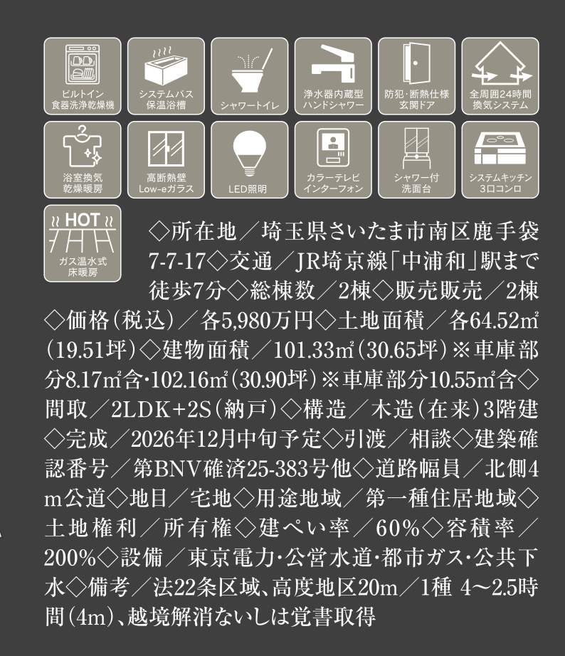 メルディア さいたま市南区鹿手袋7丁目 新築戸建 仲介手数料無料