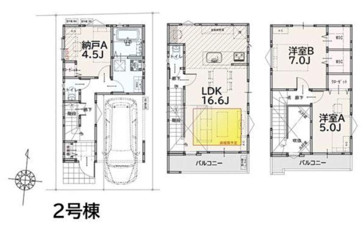 2間取り図、メルディア与野本町 さいたま市中央区本町東3丁目 新築戸建 仲介手数料無料