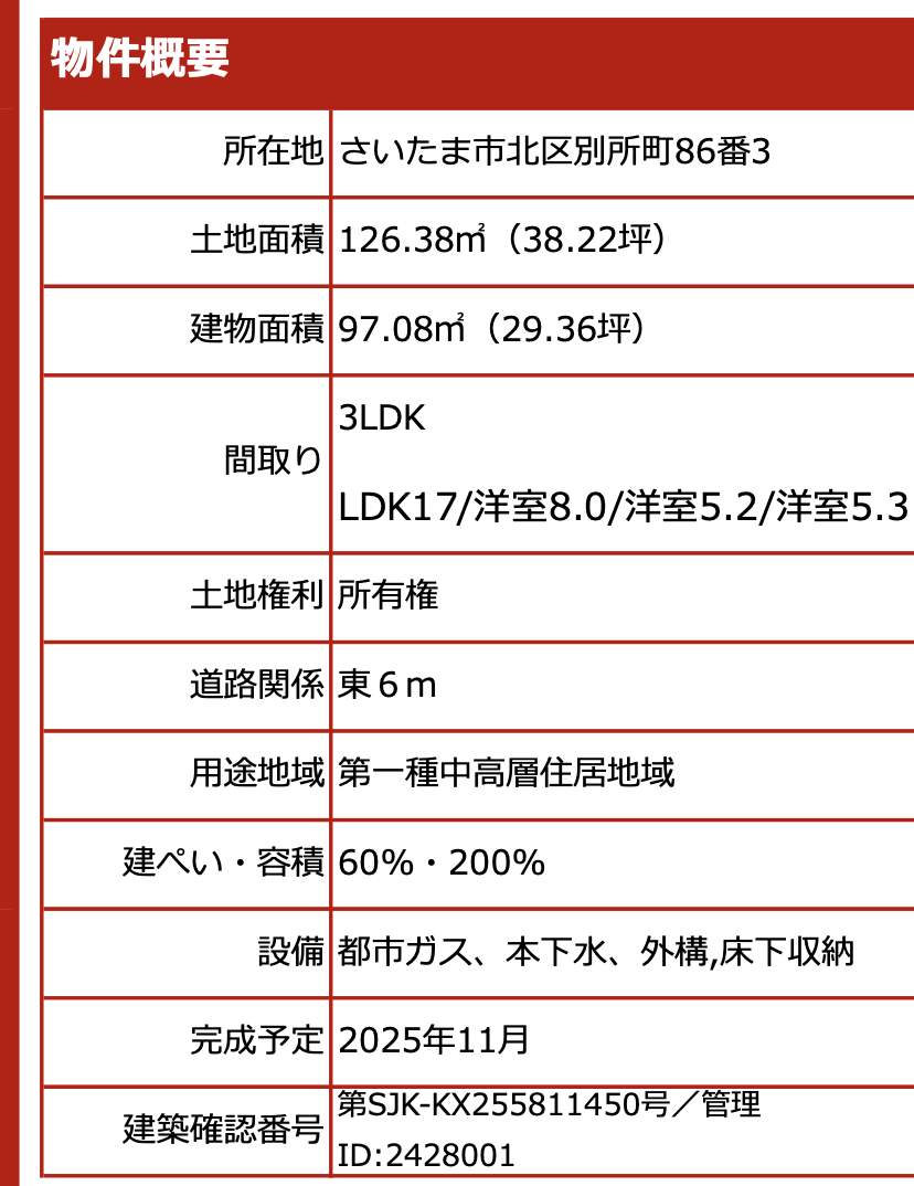 ファイブイズホーム さいたま市北区別所町 新築戸建 仲介手数料無料