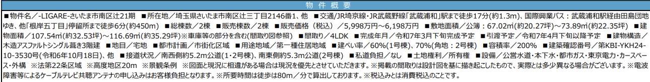 概要、ケイアイスター不動産　さいたま市南区辻３丁目 新築戸建 仲介手数料無料 