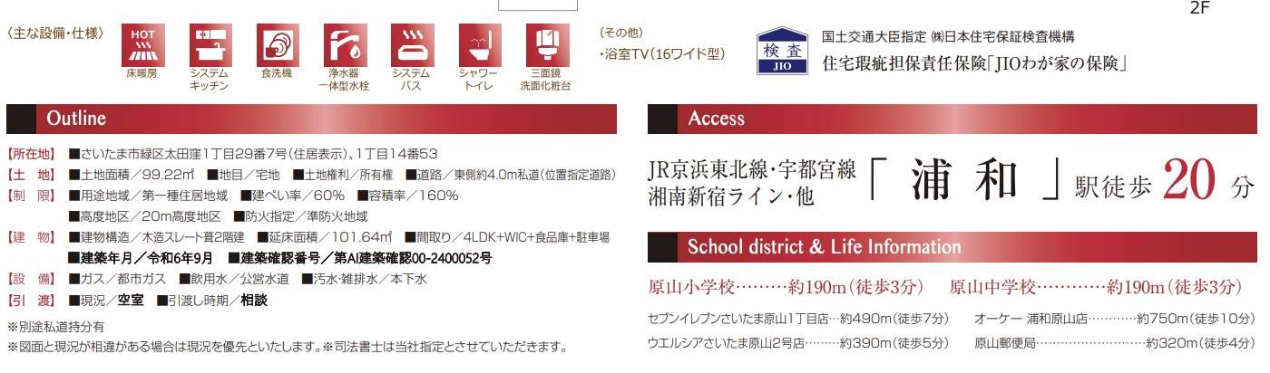 概要、セレッソ浦和 さいたま市緑区太田窪１丁目 新築戸建 仲介手数料無料