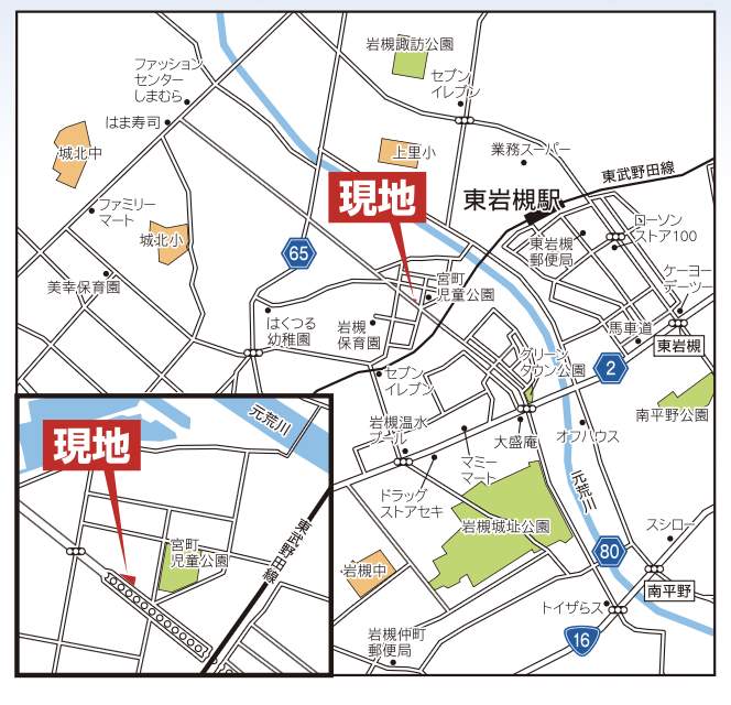 地図、タクトホーム さいたま市岩槻区宮町2丁目 新築戸建 仲介手数料無料