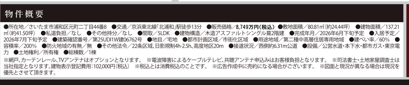 概要、ケイアイスター不動産 さいたま市浦和区元町2丁目 新築戸建 仲介手数料無料
