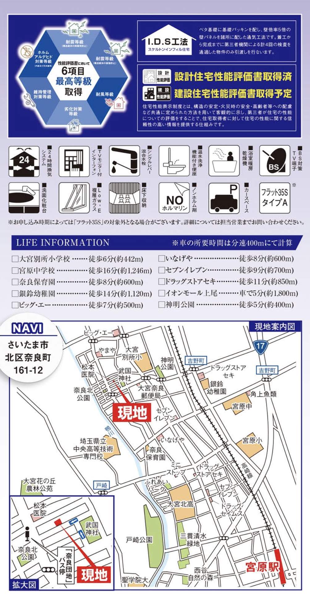 地図、タクトホーム さいたま市北区奈良町 新築戸建 仲介手数料無料