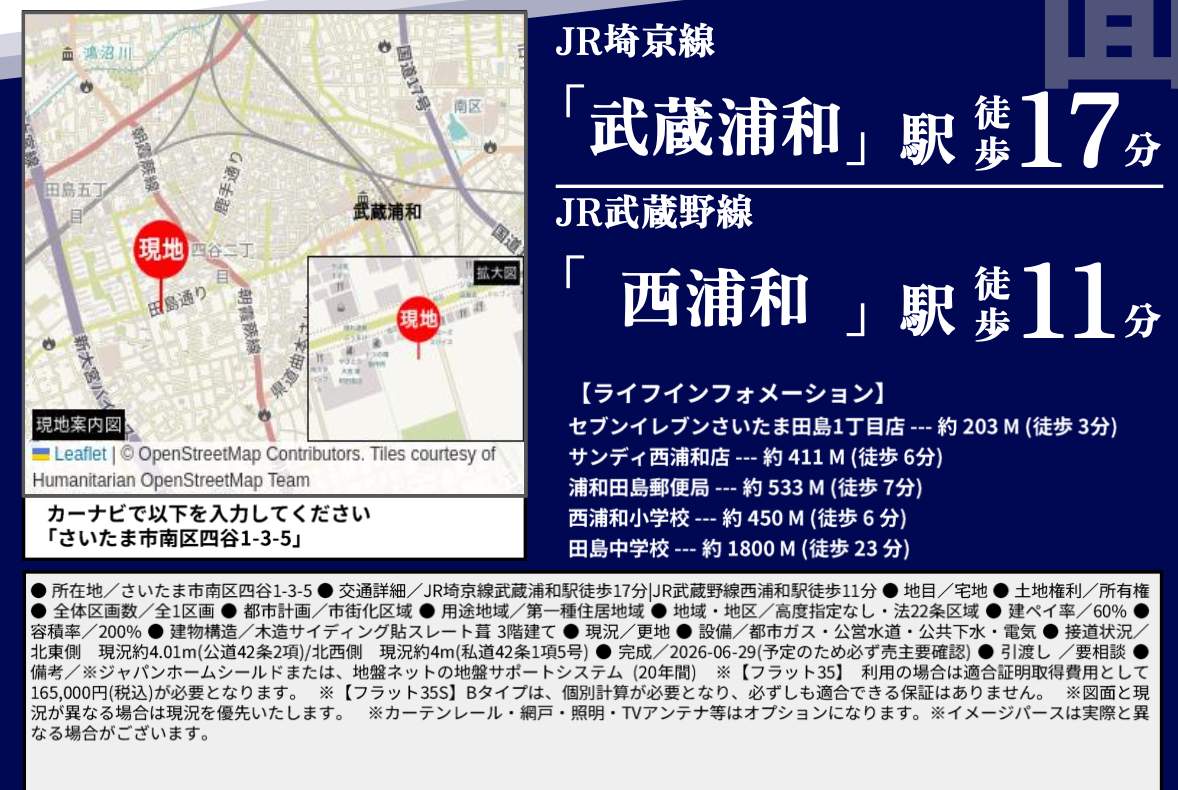 ホーク・ワン さいたま市南区四谷1丁目 新築戸建 仲介手数料無料