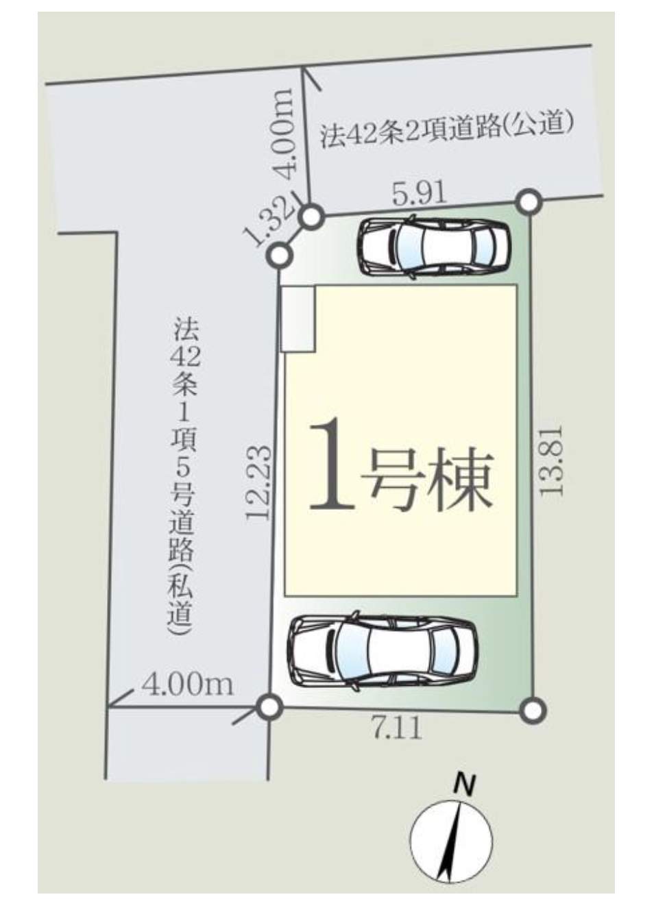 配置図、旭ハウジング さいたま市北区東大成町2丁目 新築戸建 仲介手数料無料