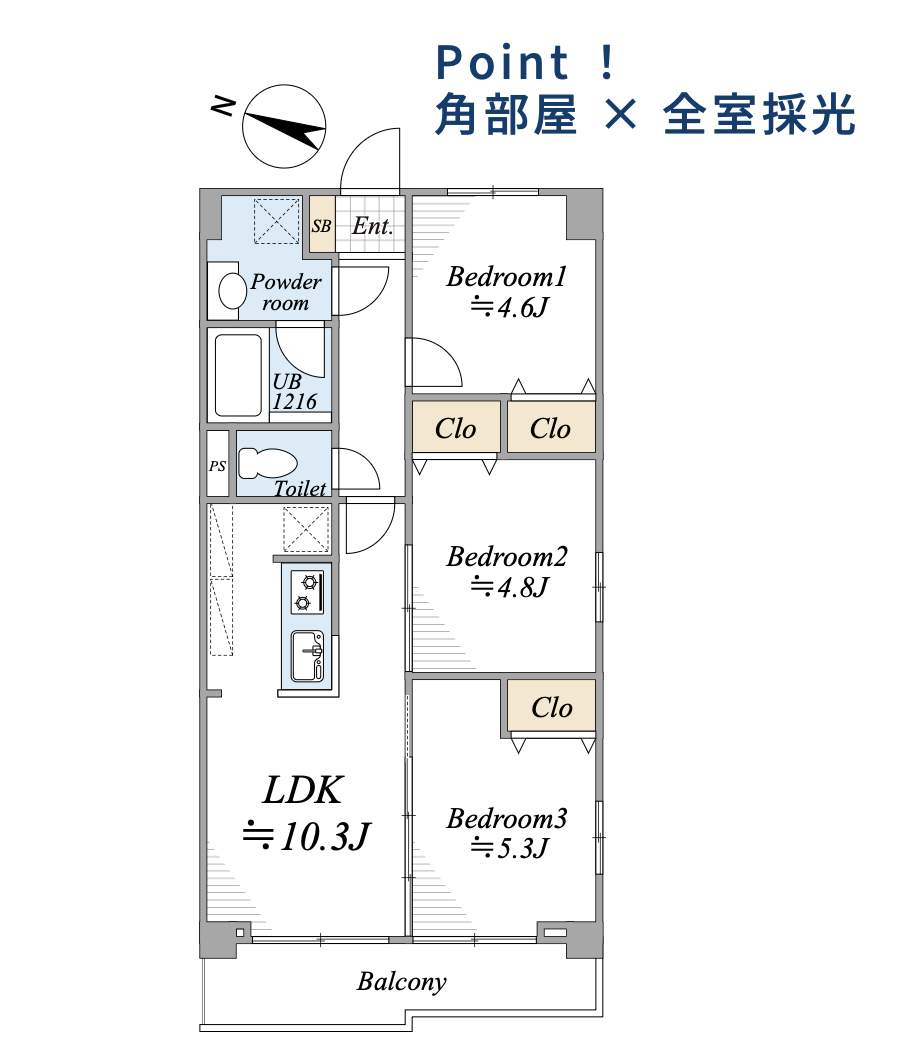 間取り図、ライオンズマンション武蔵浦和 仲介手数料無料 中古マンション