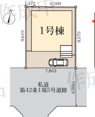 配置図、一建設 さいたま市岩槻区大字裏慈恩寺 新築戸建 仲介手数料無料