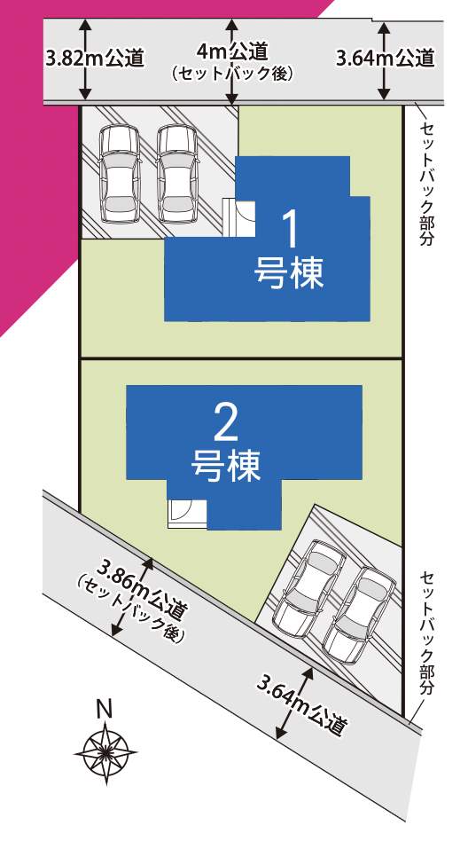 配置図、タクトホーム さいたま市見沼区大和田町2丁目 新築戸建 仲介手数料無料