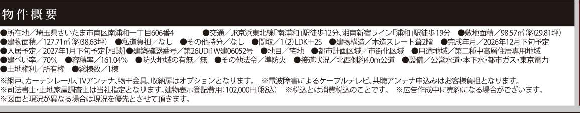 概要、ケイアイスター不動産 さいたま市南区南浦和1丁目 新築戸建 仲介手数料無料