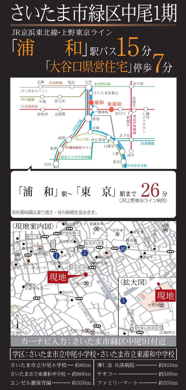 地図、旭ハウジング さいたま市緑区大字中尾 新築戸建 仲介手数料無料