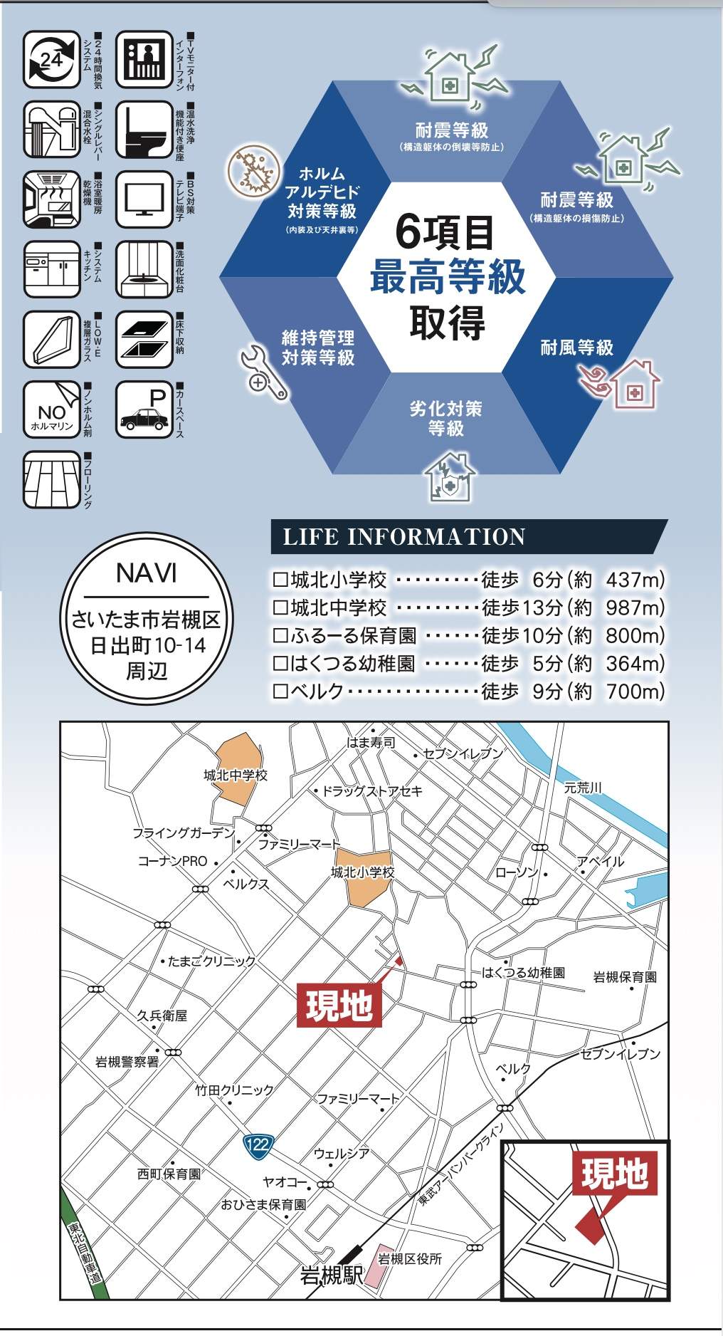 地図、タクトホーム　さいたま市岩槻区日の出町 新築戸建 仲介手数料無料 