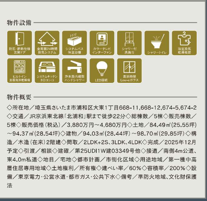 概要、メルディア さいたま市浦和区大東1丁目 新築戸建 仲介手数料無料