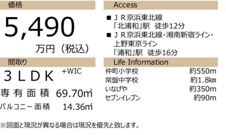 サンヴェール浦和常盤中古マンション  仲介手数料無料