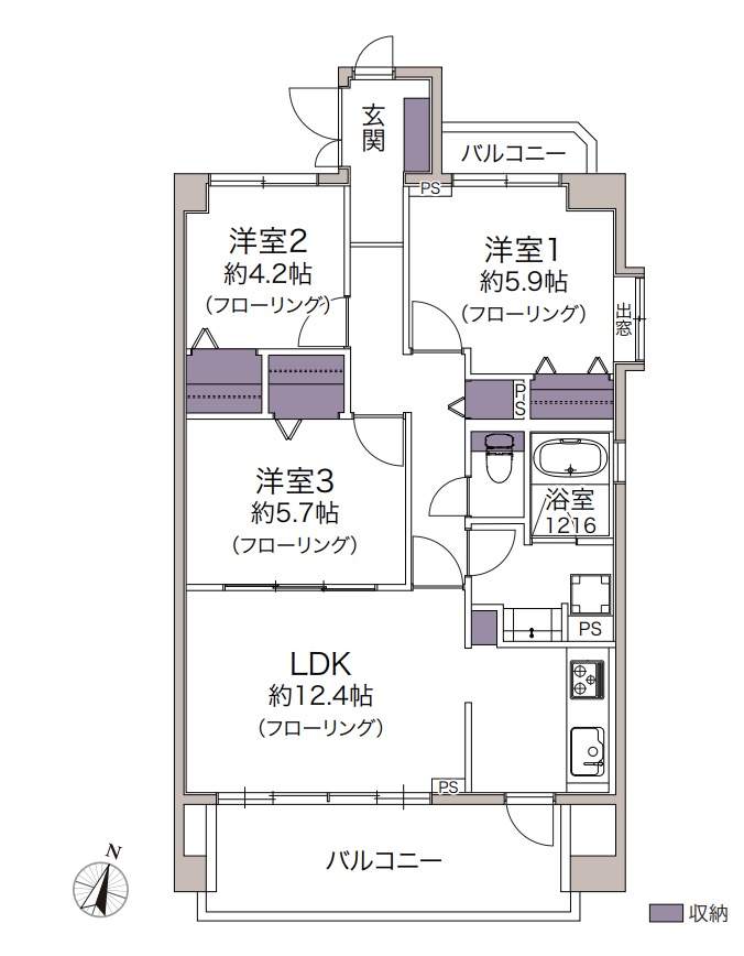 間取り図、ソルシェ武蔵浦和中古マンション  仲介手数料無料