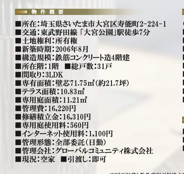 概要、ローヤルシティ大宮公園 仲介手数料無料 中古マンション Findホーム