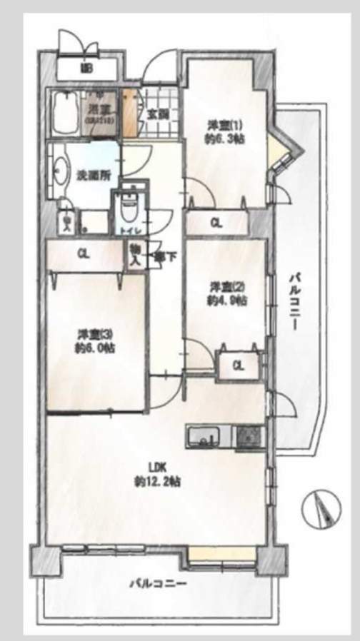 間取り図、レールシティ大宮壱番館 仲介手数料無料 中古マンション