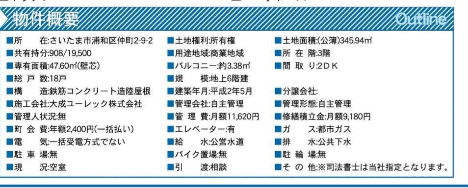 概要、インフィニティ浦和中古マンション 仲介手数料無料 