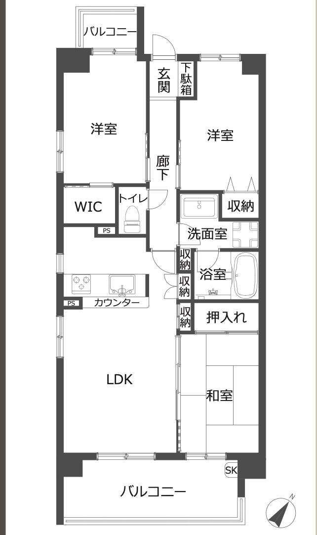 間取り図、パークフロント新都心中古マンション 仲介手数料無料