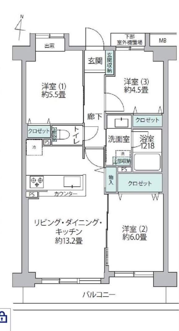 間取り図、コスモ浦和常盤公園中古マンション 仲介手数料無料