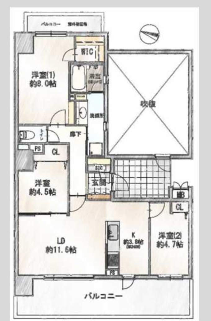 間取り図、武蔵浦和SKY&GARDEN中古マンション 仲介手数料無料