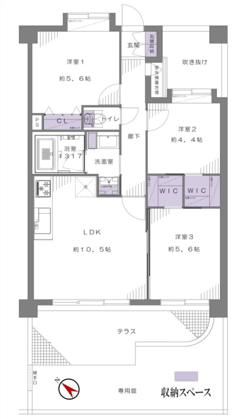 間取り図、ライオンズマンション大宮堀の内中古マンション 仲介手数料無料