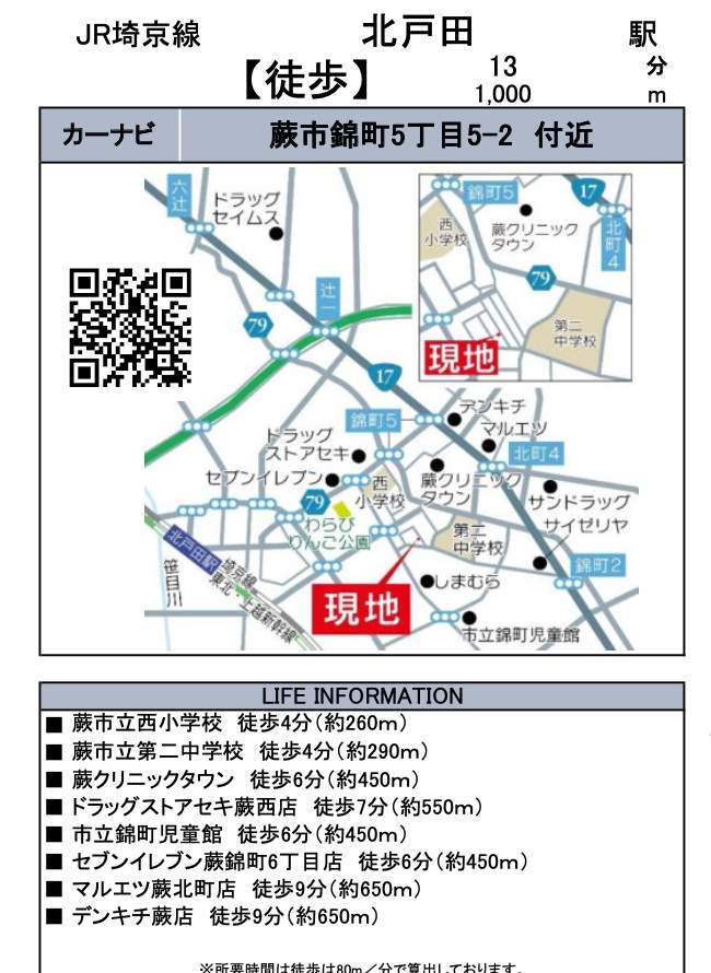 地図、ケイアイスター不動産　蕨市錦町５丁目 新築戸建 仲介手数料無料